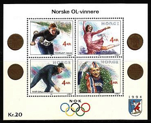 Норвегия, 1990, Зимние Олимпийские игры 1994 (II), блок